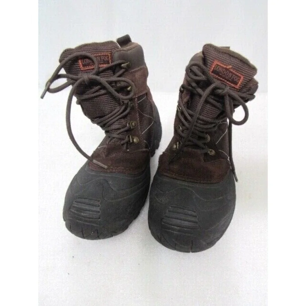 London Fog Mens Thinsulate Snow Winter Boots Brown Lace Up Water Resistant 10 M